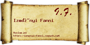 Izményi Fanni névjegykártya